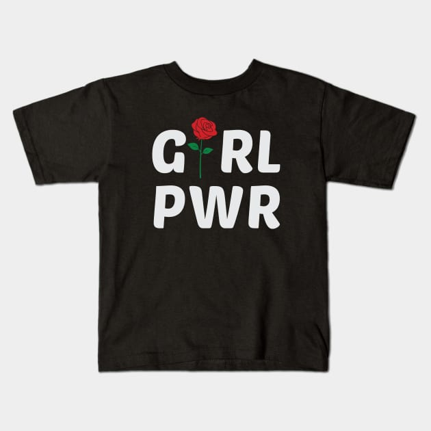 Girl Power with Rose Logo Kids T-Shirt by Suniquin